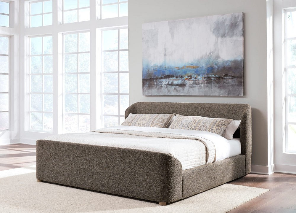 Modus Furniture - Kiki Full-size Upholstered Platform Bed in Pumpernickel Boucle - MQRVH4 view 6