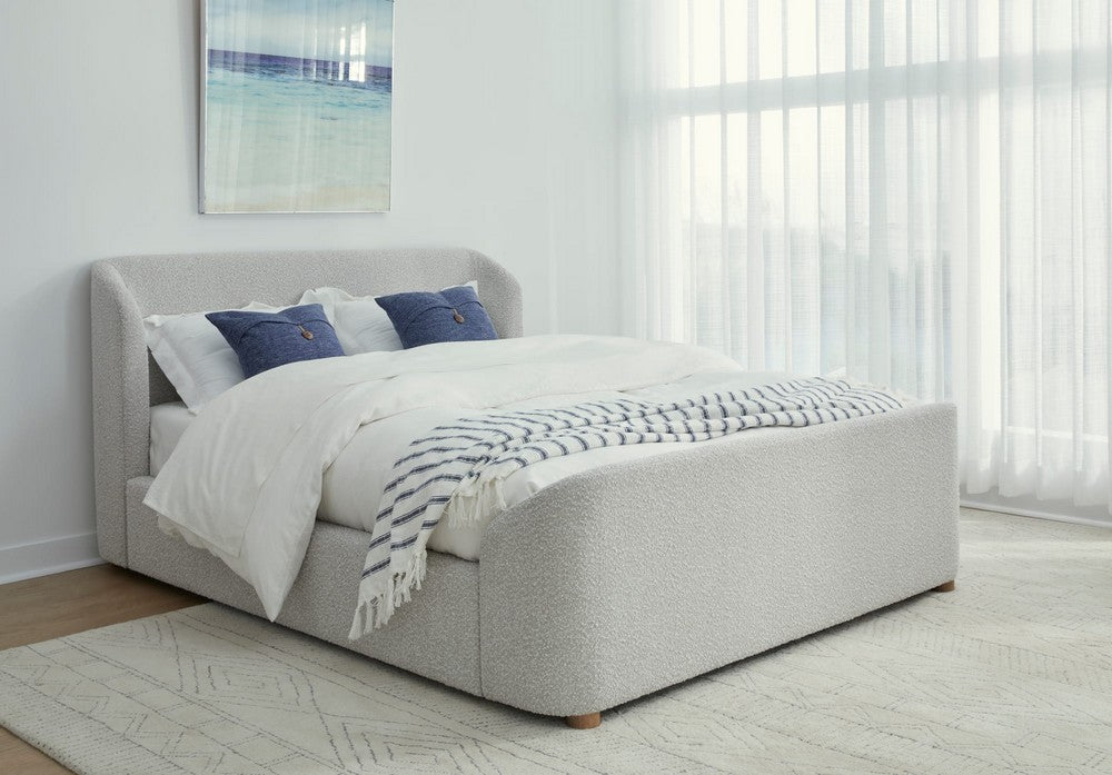 Modus Furniture - Kiki Queen-size Upholstered Platform Bed in Cotton Ball Boucle - MQNBH5 view 6