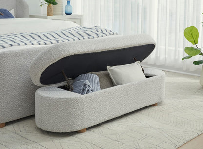 Modus Furniture - Kiki Upholstered Hinged Storage Bench in Cotton Ball Boucle (2026) - MQNB91 view 5