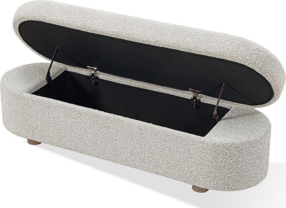 Modus Furniture - Kiki Upholstered Hinged Storage Bench in Cotton Ball Boucle - MQNB88 view 3