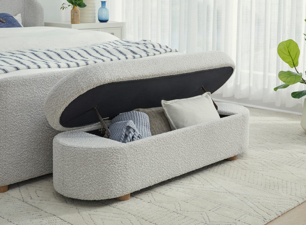 Modus Furniture - Kiki Upholstered Hinged Storage Bench in Cotton Ball Boucle - MQNB88 view 4