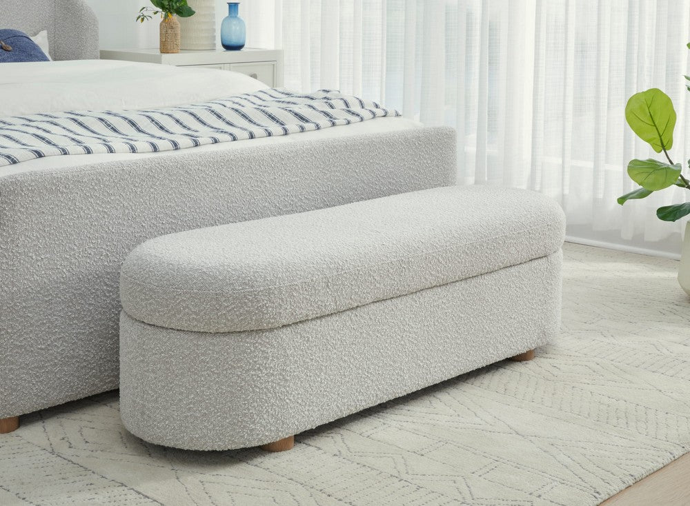 Modus Furniture - Kiki Upholstered Hinged Storage Bench in Cotton Ball Boucle - MQNB88 view 5