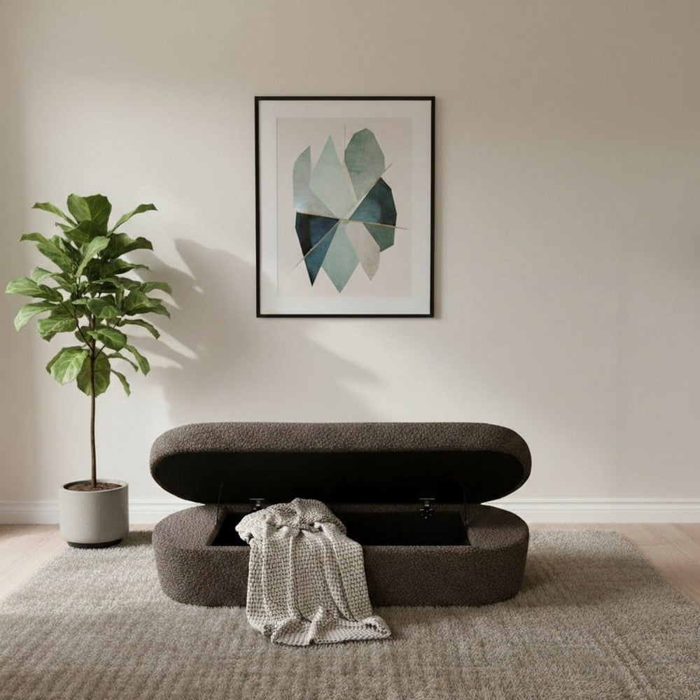 Modus Furniture - Kiki Upholstered Hinged Storage Bench in Pumpernickel Boucle (2026) - MQRV91 view 6