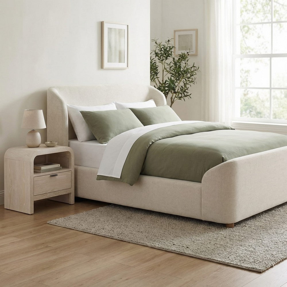 Modus Furniture - Kiki Upholstered Platform Bed in Whipped Honey Linen - MQ1LH4 view 6