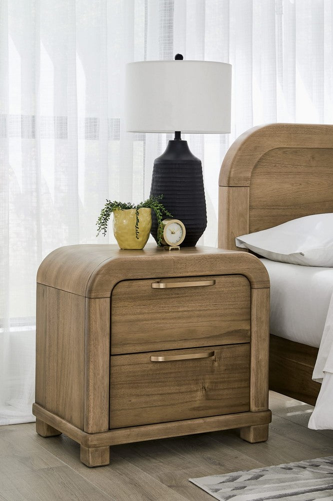 Modus Furniture - Kione Two Drawer Acacia Wood Nightstand in Lioness - TXXW81B view 6