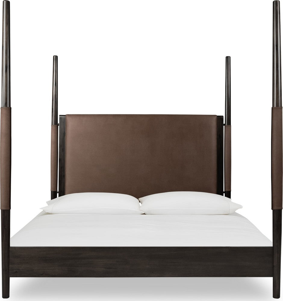 Modus Furniture - Koko Queen-size Upholstered Poster Bed in Minx - TWXVB5 view 2