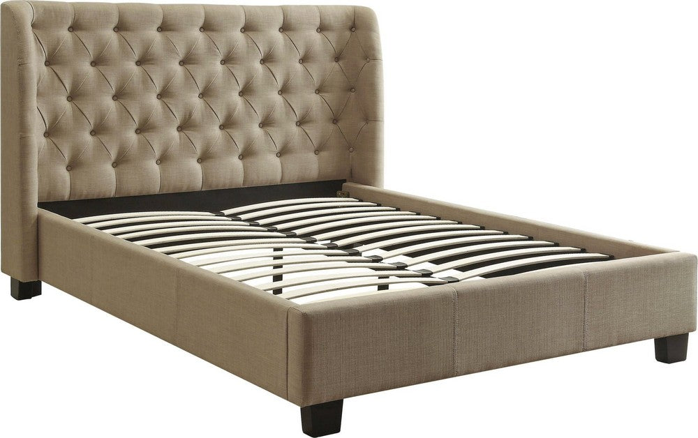 Modus Furniture - Levi Queen-Size Tufted Platform Bed in Toast Linen - 3ZL7L546 view 4