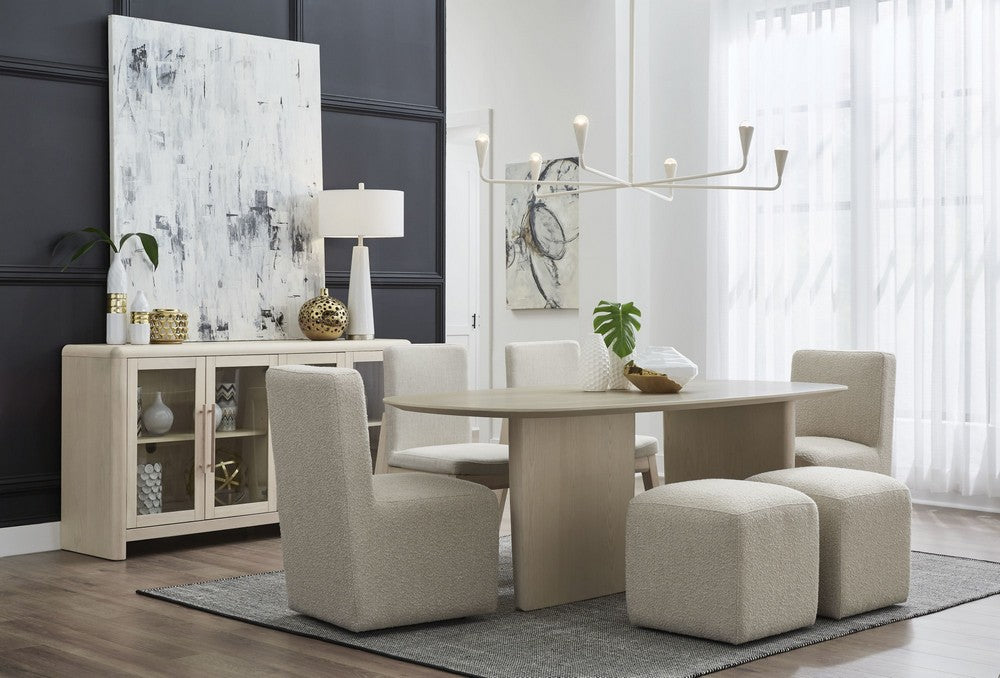 Modus Furniture - Liv Ash Wood Oval Dining Table in White Sand - QHTP61 view 9