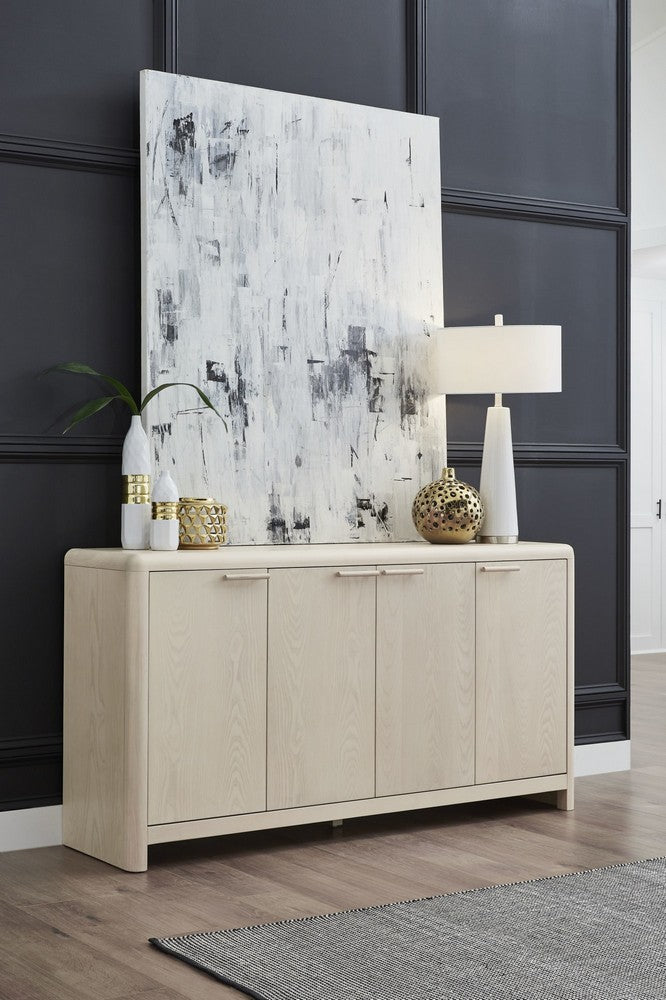 Modus Furniture - Liv Four Door Ash Wood Sideboard in White Sand - QHTP78 view 8