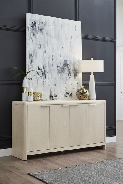 Modus Furniture - Liv Four Door Ash Wood Sideboard in White Sand - QHTP78 view 8