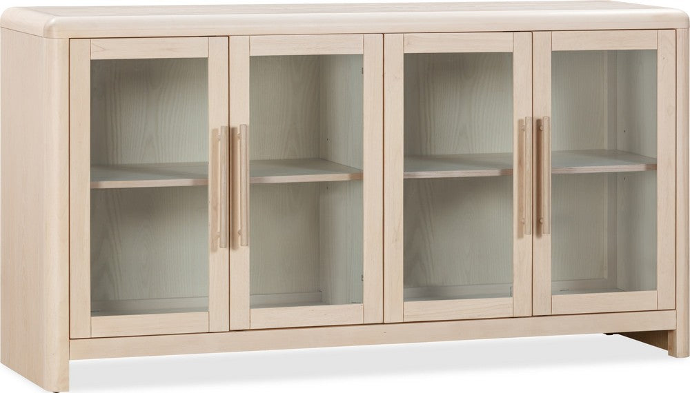 Modus Furniture - Liv Glass Door Ash Wood Sideboard in White Sand - QHTP79 view 1