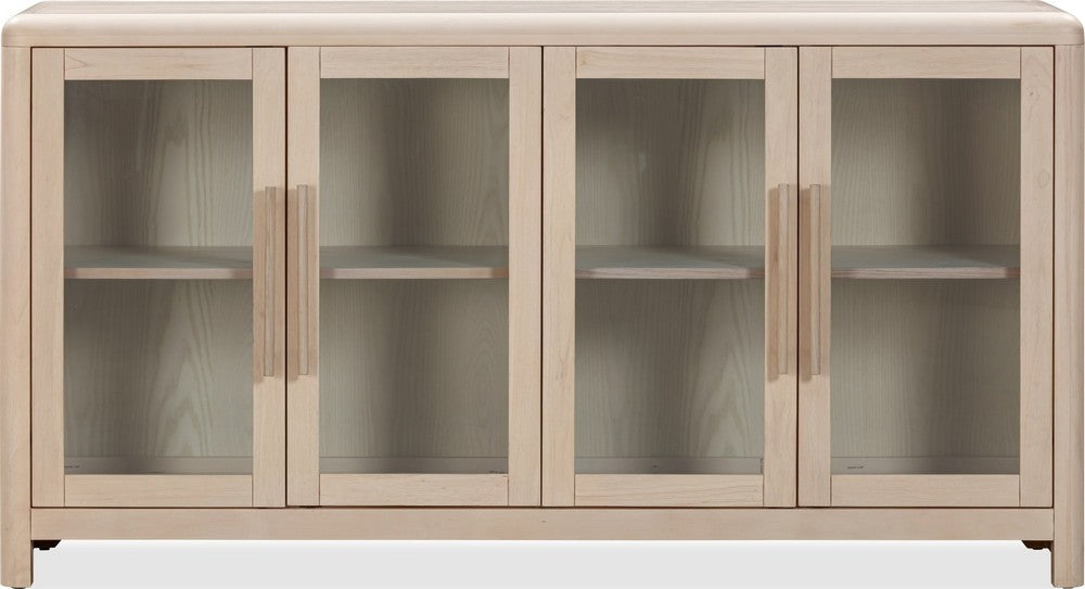 Modus Furniture - Liv Glass Door Ash Wood Sideboard in White Sand - QHTP79 view 2