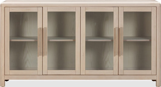 Modus Furniture - Liv Glass Door Ash Wood Sideboard in White Sand - QHTP79 view 2