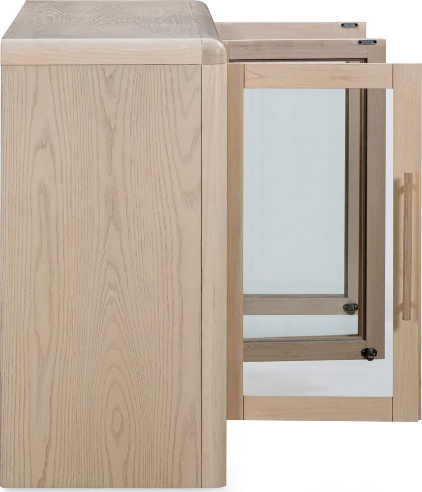 Modus Furniture - Liv Glass Door Ash Wood Sideboard in White Sand - QHTP79 view 3