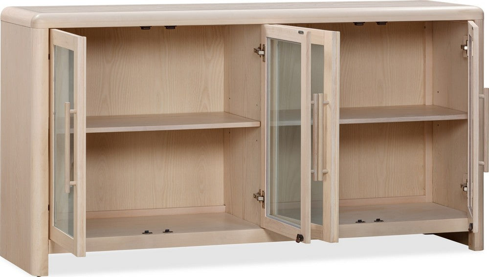 Modus Furniture - Liv Glass Door Ash Wood Sideboard in White Sand - QHTP79 view 4