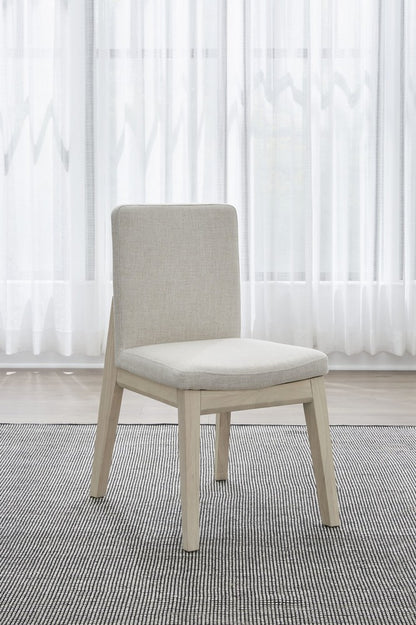 Modus Furniture - Liv Solid Wood Dining Chair in White Sand and Natural Linen - QHTP63A_1 view 5