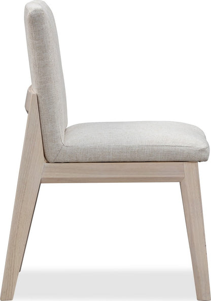 Modus Furniture - Liv Solid Wood Dining Chair in White Sand and Natural Linen Set of 2 - QHTP63A_2 view 3