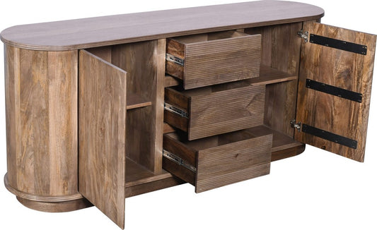 Modus Furniture - Liyana Solid Wood Three Drawer Two Door Sideboard in Natural Tan - PJRT78 view 2