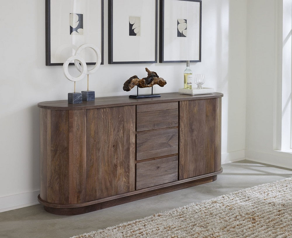 Modus Furniture - Liyana Solid Wood Three Drawer Two Door Sideboard in Natural Tan - PJRT78 view 3