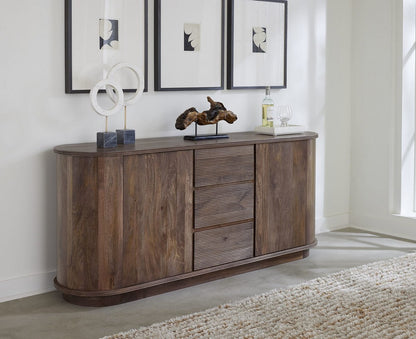 Modus Furniture - Liyana Solid Wood Three Drawer Two Door Sideboard in Natural Tan - PJRT78 view 3