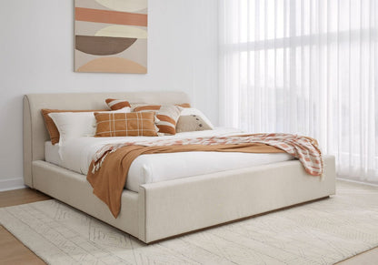Modus Furniture - Louis Full-size Upholstered Platform Bed in Natural Linen - MQMWH4 view 8