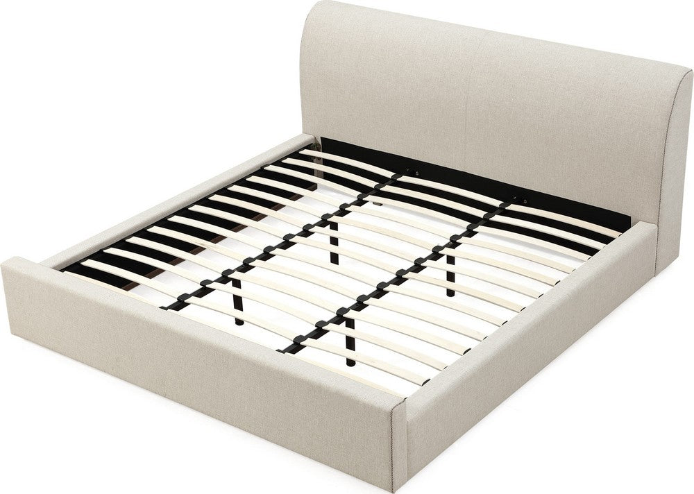 Modus Furniture - Louis King-size Upholstered Platform Bed in Natural Linen - MQMWH7 view 4