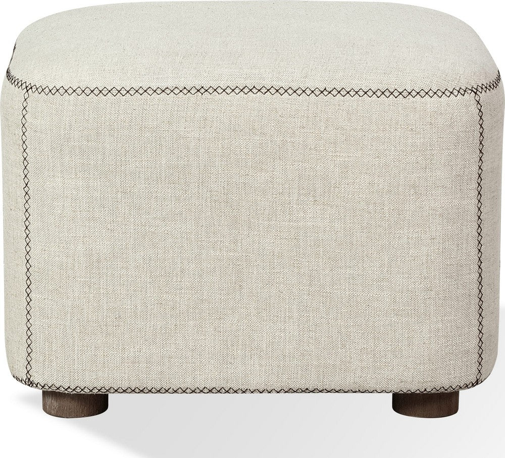 Modus Furniture - Louis Upholstered Ottoman in Natural Linen - MQMW88 view 2