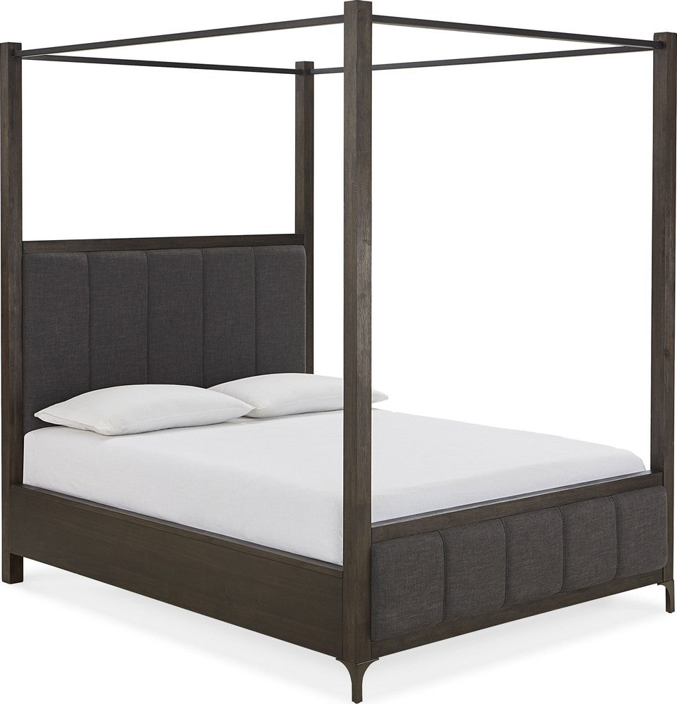 Modus Furniture - Lucerne Queen-Size Upholstered Canopy Bed in Vintage Coffee - 5NL2B5 view 1