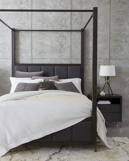 Modus Furniture - Lucerne Queen-Size Upholstered Canopy Bed in Vintage Coffee - 5NL2B5 view 4