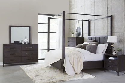 Modus Furniture - Lucerne Queen-Size Upholstered Canopy Bed in Vintage Coffee - 5NL2B5 view 6