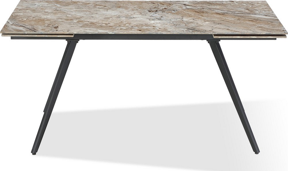 Modus Furniture - Lucia Double Extension Stone Top Metal Leg Dining Table in Rich Brown and Black - LEPJ60 view 2