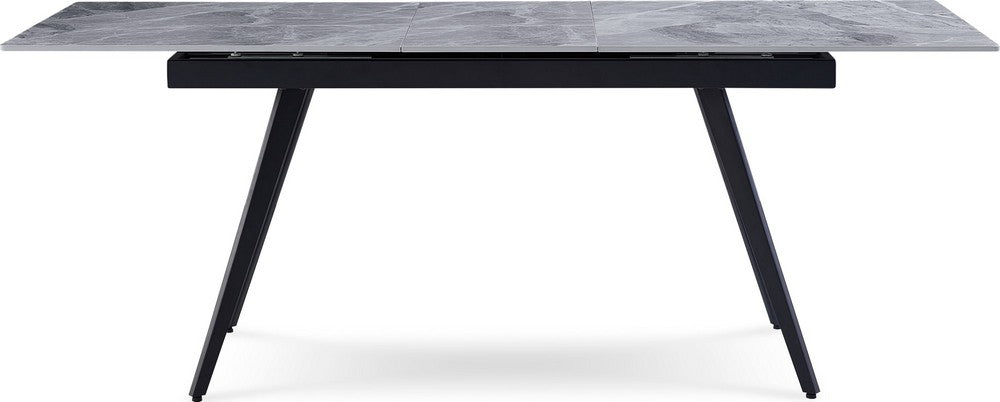 Modus Furniture - Lucia Extendable Stone Top Metal Leg Dining Table in Piedra and Black - LELB60 view 2