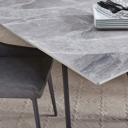 Modus Furniture - Lucia Extendable Stone Top Metal Leg Dining Table in Piedra and Black - LELB60 view 4