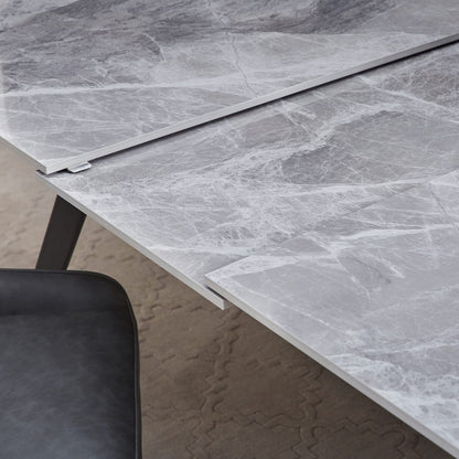 Modus Furniture - Lucia Extendable Stone Top Metal Leg Dining Table in Piedra and Black - LELB60 view 5