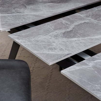 Modus Furniture - Lucia Extendable Stone Top Metal Leg Dining Table in Piedra and Black - LELB60 view 6