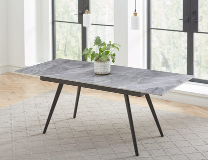 Modus Furniture - Lucia Extendable Stone Top Metal Leg Dining Table in Piedra and Black - LELB60 view 7