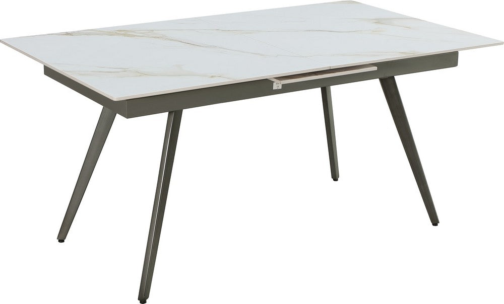 Modus Furniture - Lucia Extendable Stone Top Metal Leg Dining Table in Polished Cappuccino and Gunmetal - LEPG60 view 1