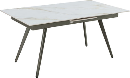 Modus Furniture - Lucia Extendable Stone Top Metal Leg Dining Table in Polished Cappuccino and Gunmetal - LEPG60 view 1