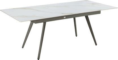 Modus Furniture - Lucia Extendable Stone Top Metal Leg Dining Table in Polished Cappuccino and Gunmetal - LEPG60 view 2