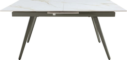 Modus Furniture - Lucia Extendable Stone Top Metal Leg Dining Table in Polished Cappuccino and Gunmetal - LEPG60 view 3