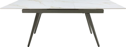 Modus Furniture - Lucia Extendable Stone Top Metal Leg Dining Table in Polished Cappuccino and Gunmetal - LEPG60 view 4