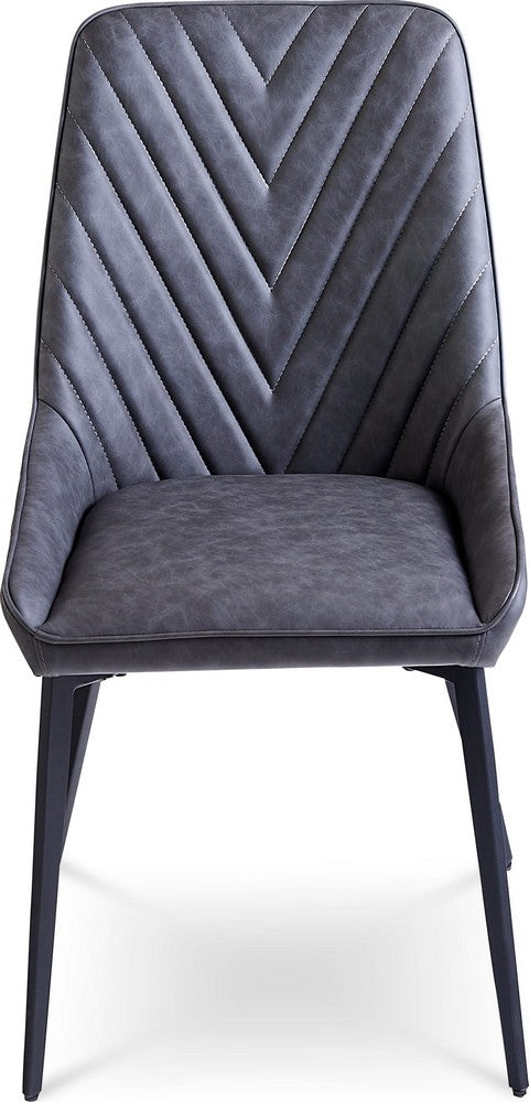 Modus Furniture - Lucia Upholstered Dining Chair in Charcoal Synthetic Leather and Black Metal - LELB63_1 view 2