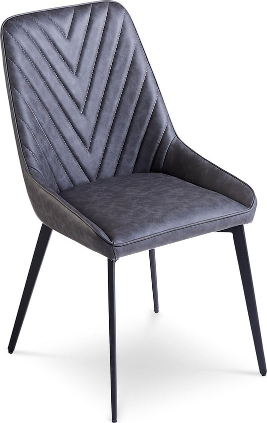 Modus Furniture - Lucia Upholstered Dining Chair in Charcoal Synthetic Leather and Black Metal Set of 2 - LELB63_2 view 1
