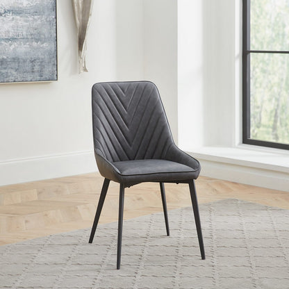 Modus Furniture - Lucia Upholstered Dining Chair in Charcoal Synthetic Leather and Black Metal Set of 2 - LELB63_2 view 3