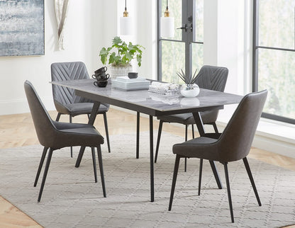 Modus Furniture - Lucia Upholstered Dining Chair in Charcoal Synthetic Leather and Black Metal Set of 2 - LELB63_2 view 4