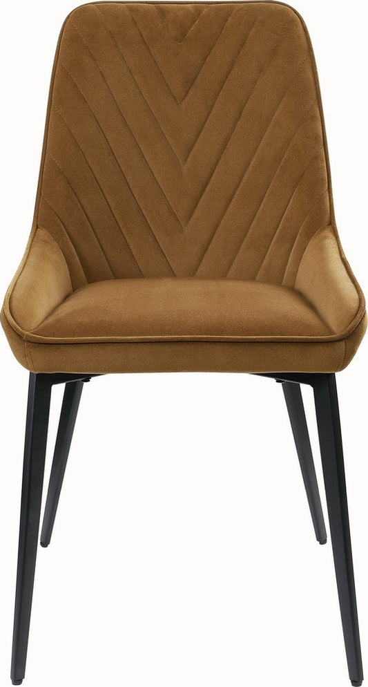 Modus Furniture - Lucia Upholstered Dining Chair in Cognac Velvet and Black Metal Set of 2 - LEPJ64_2 view 2