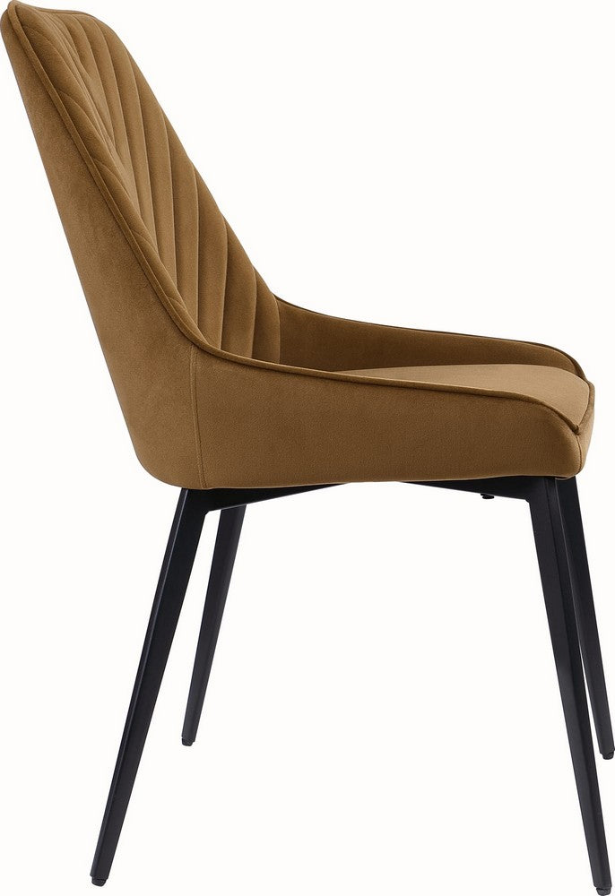 Modus Furniture - Lucia Upholstered Dining Chair in Cognac Velvet and Black Metal Set of 2 - LEPJ64_2 view 3