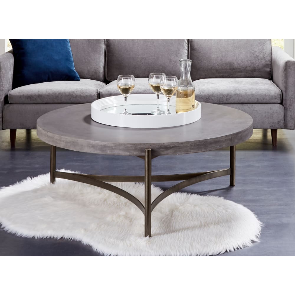 Modus Furniture - Lyon Round Concrete and Metal Coffee Table - A89421 view 1
