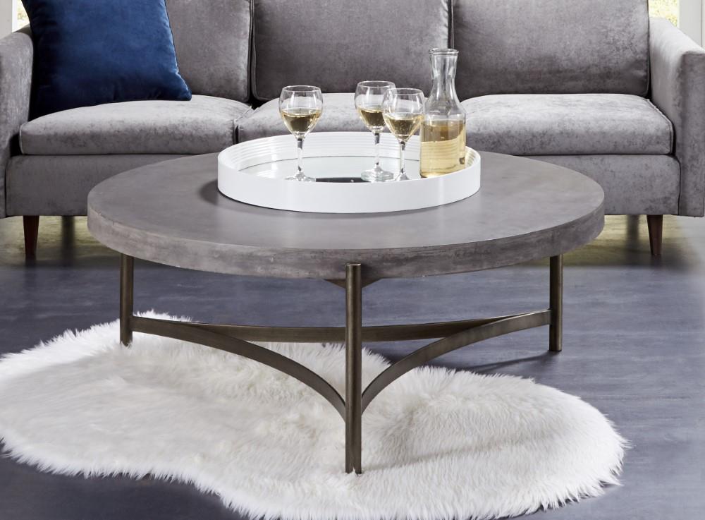 Modus Furniture - Lyon Round Concrete and Metal Coffee Table - A89421 veiw 1