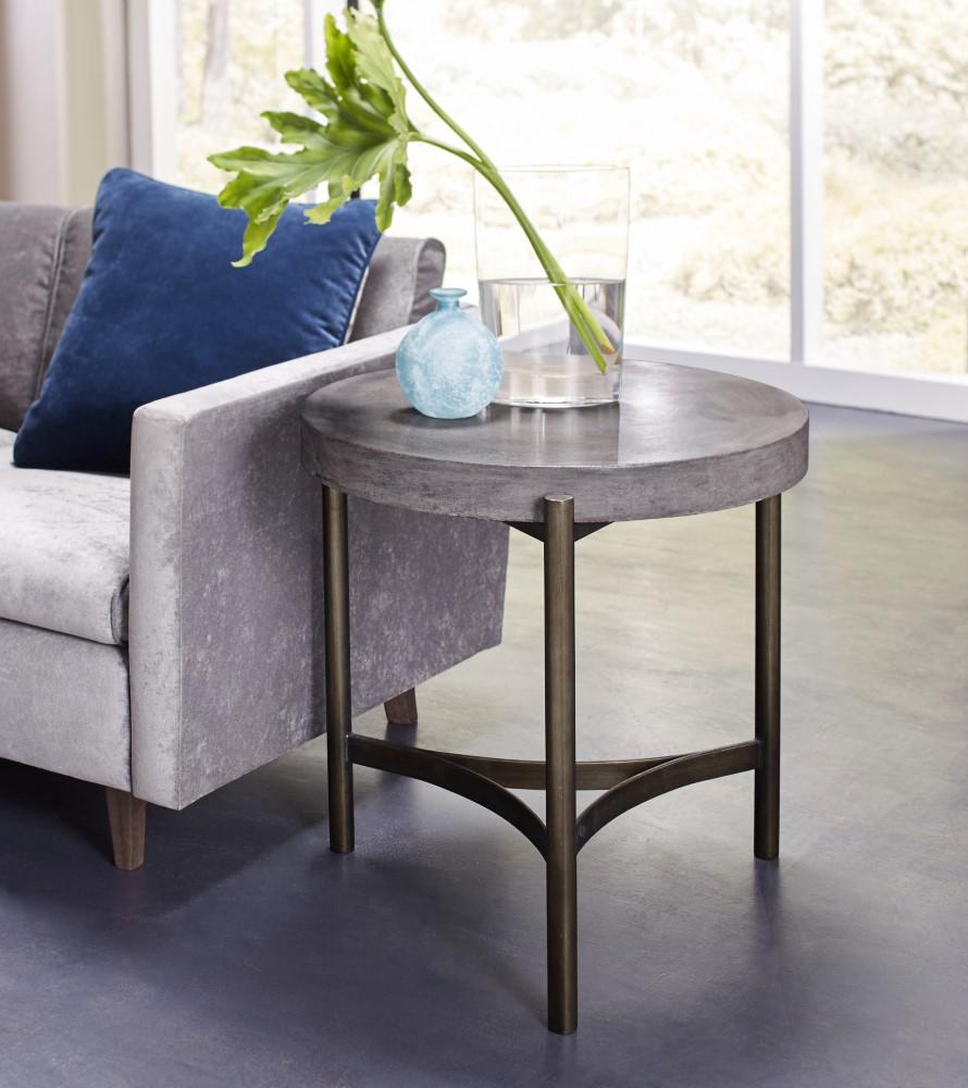 Modus Furniture - Lyon Round Concrete and Metal Side Table - A89422 veiw 1